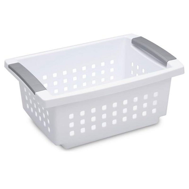 Sterilite Stackable Storage Bin and Organization Basket with Flip Down Accent Rails for Home and Household Organization, Small, White (16 Pack) - Image 1